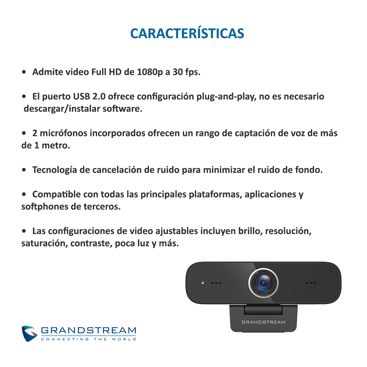 Cámara Web Full HD Grandstream GUV3100 con Micrófono