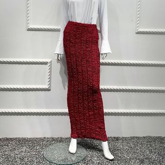 Falda larga de tubo para Mujer Faldas de Moda coreana de punto mus 