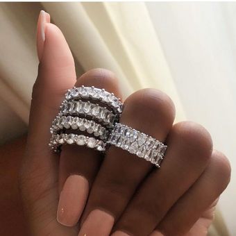 Romantic Eternal Band Promete Anillo 925 Plata Esterlina Cz 