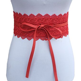 Cinturón de encaje de corsé ancho para mujer Obi cincha de cintura 