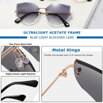 Estilo de gafas de sol sin marco de metal diseño femeninomujer 