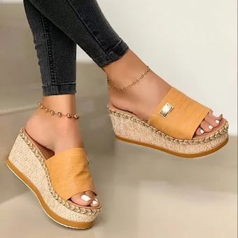 Sandalias De Cuña Con Plataforma Para Mujer Chanclas Suaves Y sandalias 