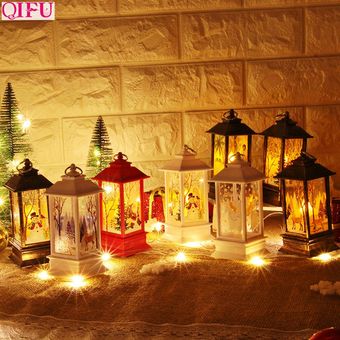 QIFU Santa Claus muñeco de nieve luz Feliz Navidad decoración para e 