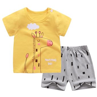 1-3 años Bebé niñas niños Conjunto de ropa de verano Ropa para niños Traje de algodón de manga corta para niños 