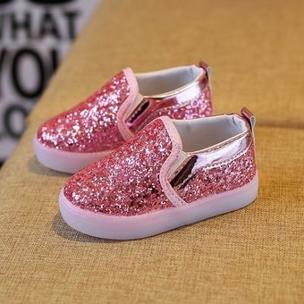 Zapatillas de deporte de lentejuelas con lentejuelas para niños Zapatos sin cordones Zapatos de princesa para niñas 