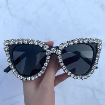 Gafas de sol sin marco en forma de corazón de cristalmujer 