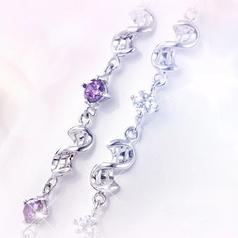Pulsera Femenina De Circonio De Cristal Púrpura Kofsac 925 