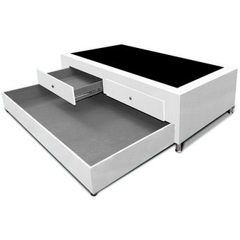 Base Cama con Cajones 90x190 Microfibra Blanco MAGIC CLASS