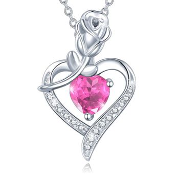 Collar Día de San Valentín Clavícula Cadena Rosa Flor Colgante Cadena Corazón 