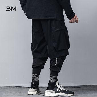Pantalones de Hip Hop de moda Casual de dos piezas falsas de alta ca 