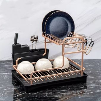Details about   2 Niveles Acero Inoxidable Escurridor De Plato Bandeja Organizadora Para Cocina 