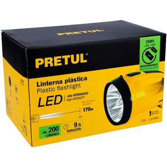 Linterna recargable de LEDs Distancia haz luz 170 mts