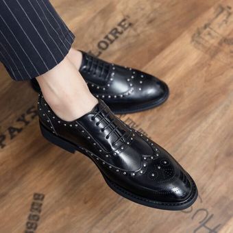 calzado Oxford de lujo de alta calidad negro Zapatos de vestir con cordones para hombre de gran tamaño 