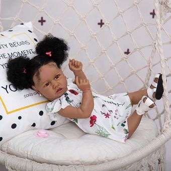 Muñeca Reborn Baby Girl 57cm Silicona Cuerpo Completo Piel Negra 