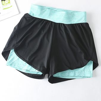 Pantalones cortos deportivos elásticos para mujer,mallas cortas transpirables para hacer ejercicio,Yoga y Fitness #Green 