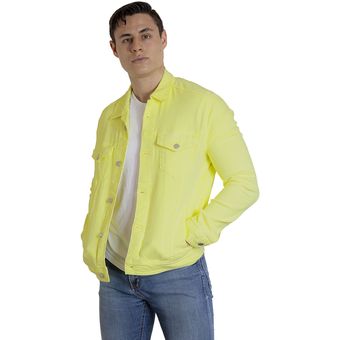 Chamarra De Mezclilla Hombre Indicum High Slim Fit Amarillo Fosforescente