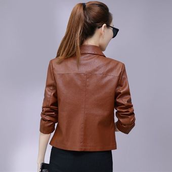 abrigo corto de piel sintética UHYTGF-chaqueta de cuero para mujer 
