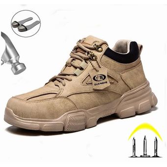 Zapatos de trabajo de seguridad indestructibles para hombre resistentes a perforaciones para deportes al aire libre novedad de primavera botas de trabajo con punta de acero antigolpes 
