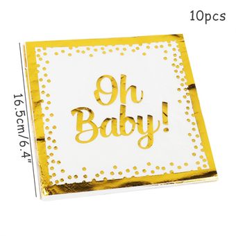 Oh plato desechable Decoración de baño de bebé dorado servilletas para tazas 