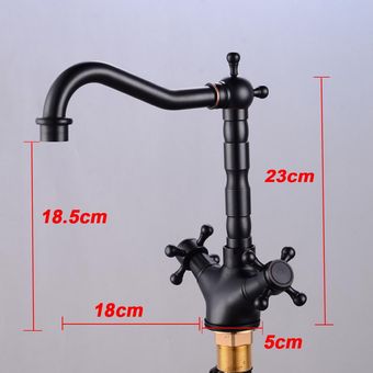 Grifo de cobre ORB negro manijas dobles grifo mezclador para fregad 