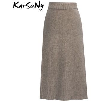 faldas de cintura alta de KarSaNy-Falda de tubo de punto para mujer 