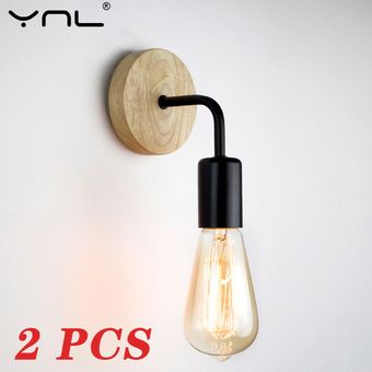 2 unidslote nórdicos de madera lámpara de pared lámpara de E27 85-265 
