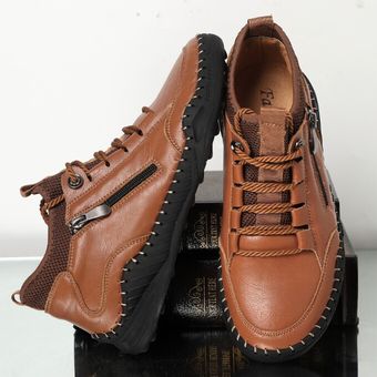 EUR 38-48 Hombres Zapatos casuales hechos a mano Calzado de senderismo al aire libre Caqui 