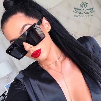2020 sobredimensionado cuadrado Gafas de sol de la marca de lujo de las mujeres planos de moda Top Rojo Negro lente de una pieza de los hombres Gafas sombra espejo Uv400 