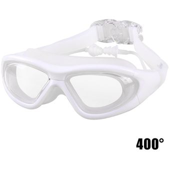 Gafas de natación antiniebla con tapones para los oídos para adultos lentes de natación con correa ajustable para miopía poca visión HD 