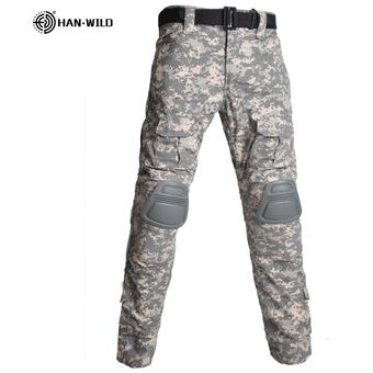 tamaño para airsoft o paintball H Welt EU color Multicámara pantalones de lucha para hombre con rodilleras Pantalones militares del ejército táctico 