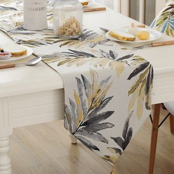 camino de mesa bordado a Mesa de pintura de hojas de estilo europeo 