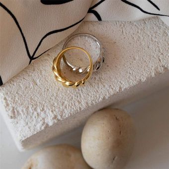 Fdlk Oro Plata Torció Cuernos Paquete Anillo Geometría De 