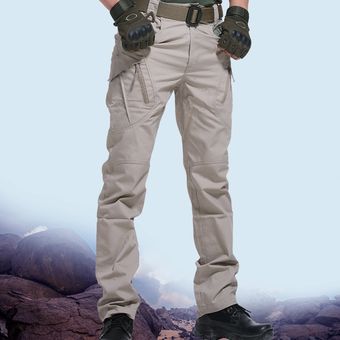 #IX Black Pantalones de camuflaje tácticos para hombre y mujer,pantalón clásico militar con múltiples bolsillos para senderismo al aire libre 