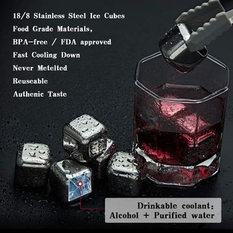 Cubitos hielo piedras acero inoxidable whisky para jugo vino 