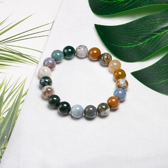 Jasper Marino Verdadero Natural 6810 Mm Pulsera De Cadena De 