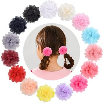 pasadores hechos a mano Horquillas sólidas para el pelo de flor de Gasa para niñas accesorios para el cabello 1 pieza 