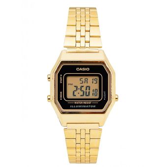 Reloj Casio de mujer digital dorado y cristal negro