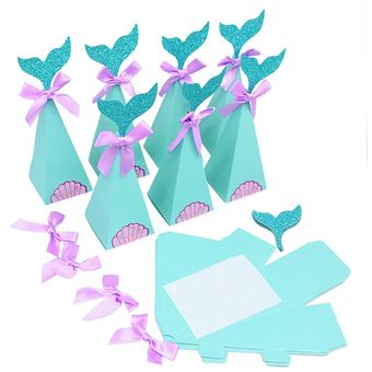 10 Uds. Caja de papel para dulces de cola de sirena cajas de palom 