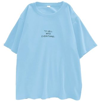 elegante ropa de talla grande 3XL con letras estampadas combina con todo Camisetas holgadas de manga corta para mujer estilo coreano Ulzzang Leisure 