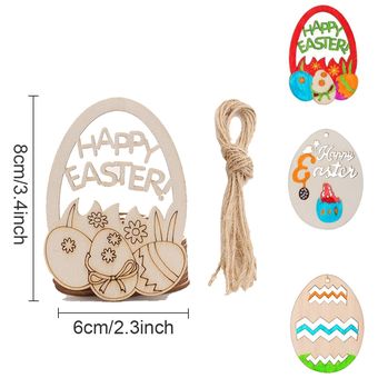 Adornos de madera de conejo de pascua decoración de Pascua Feliz para el hogar 