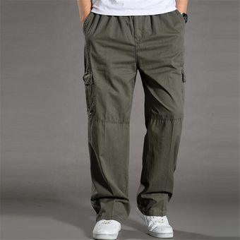 Pantalones Cargo Para Hombres Informal Mono Verde Militar De Bolsillo Grande Pantalones De Trabajo Recto