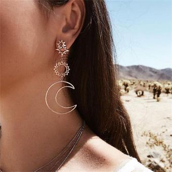 Fnio New Earings Jewelry Boho Long Flower Star Moon Colgando 