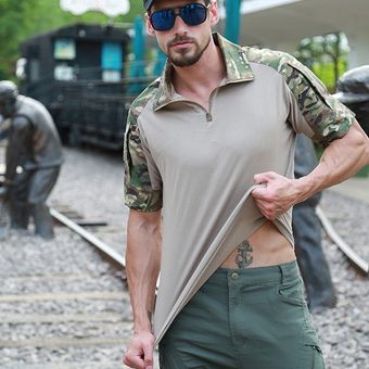 camisa de entrenamie camisetas militares de manga corta para hombre 