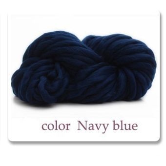 azul marino Mezcla de lana suéter grueso hilado teñido teje a mano Eco-Friendly Ice Bar Línea 