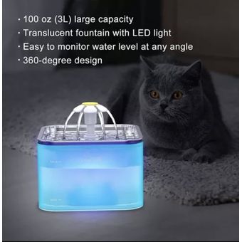 Catit Fuente para Gatos de Acero Inoxidable LED 3 lts