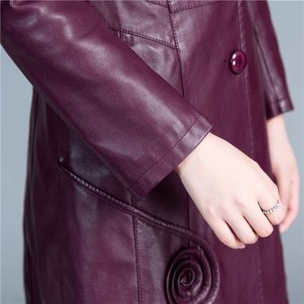 abrigo holgado de tall Chaqueta larga de cuero sintético para mujer 