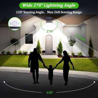 Luces solares para exteriores, 166 luces solares LED para exteriores,  impermeables, con sensor de movimiento, 3 modos, luces solares divididas  con