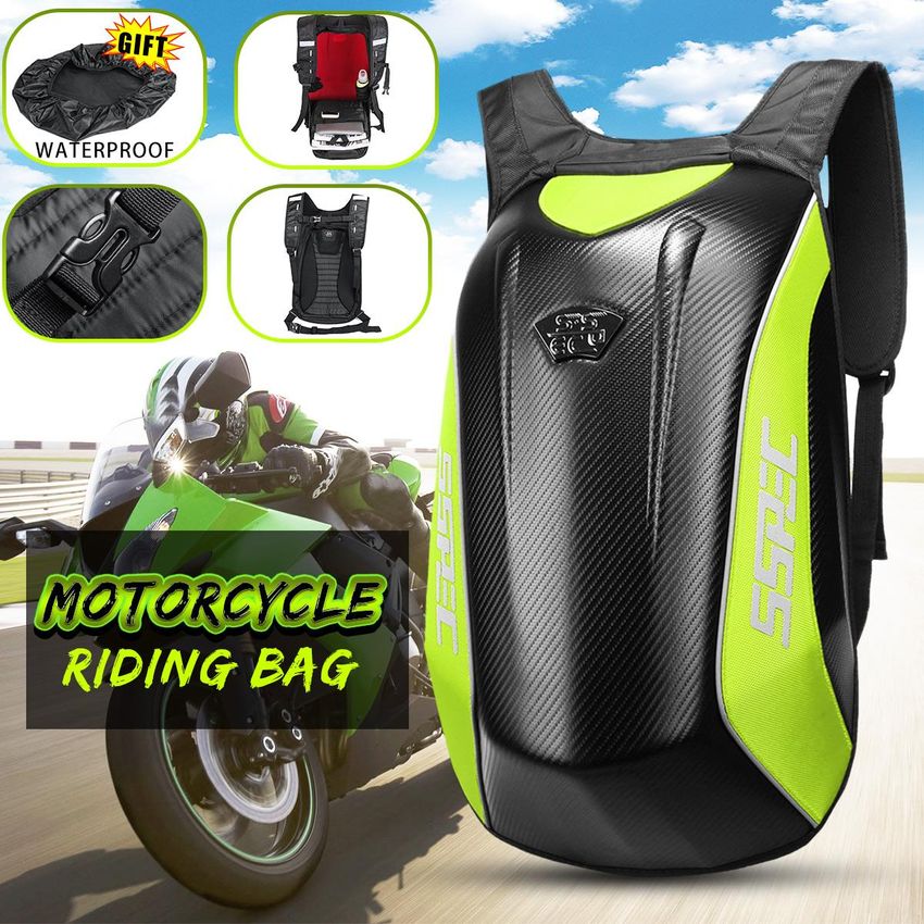 SSpec motocicleta de motocross Mochila montar a caballo de carreras de fibra de almacenamiento de carbono Casco Mochila 37x20x56cm #Black #blue #Red #verde-Green