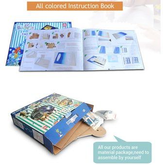 DIY muebles de casa muñecas madera en miniatura 7 LED azul c 