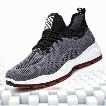 calzado deportivo ligero y transpirable color negro para correr a la moda gray#Zapatillas deportivas de malla de aire para hombre 